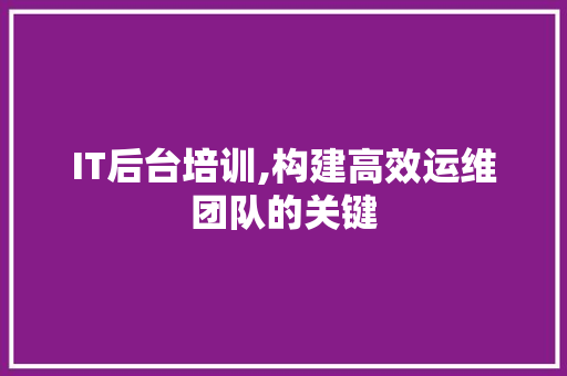 IT后台培训,构建高效运维团队的关键