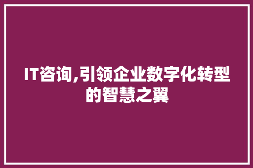 IT咨询,引领企业数字化转型的智慧之翼