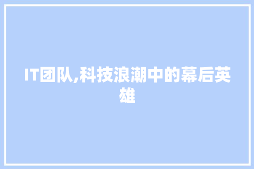 IT团队,科技浪潮中的幕后英雄