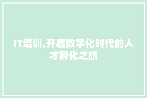 IT培训,开启数字化时代的人才孵化之旅