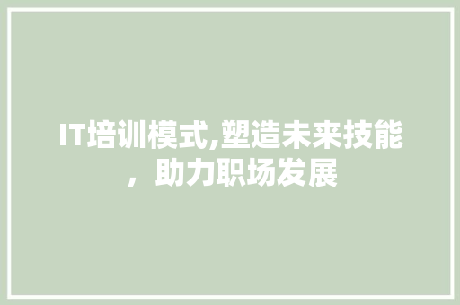 IT培训模式,塑造未来技能，助力职场发展