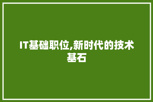 IT基础职位,新时代的技术基石
