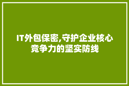 IT外包保密,守护企业核心竞争力的坚实防线 必应SEO