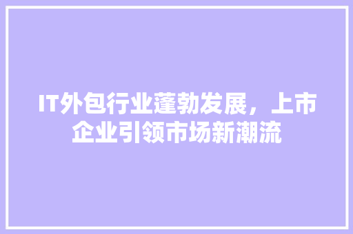 IT外包行业蓬勃发展，上市企业引领市场新潮流
