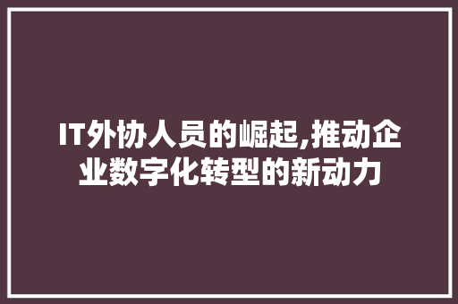 IT外协人员的崛起,推动企业数字化转型的新动力