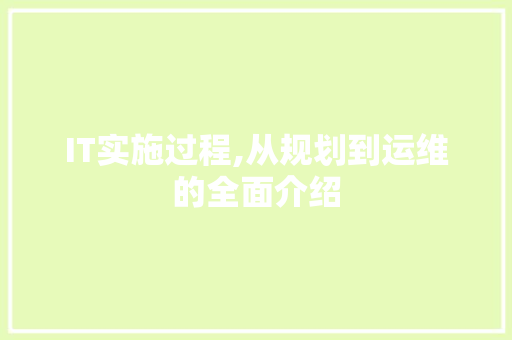 IT实施过程,从规划到运维的全面介绍 百度SEO
