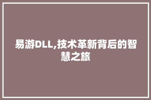 易游DLL,技术革新背后的智慧之旅