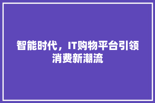 智能时代，IT购物平台引领消费新潮流 神马SEO