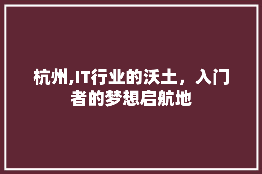 杭州,IT行业的沃土，入门者的梦想启航地