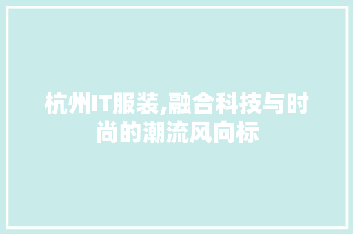 杭州IT服装,融合科技与时尚的潮流风向标