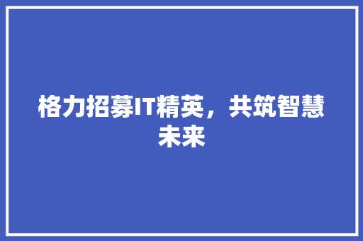 格力招募IT精英，共筑智慧未来