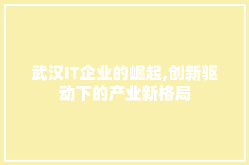 武汉IT企业的崛起,创新驱动下的产业新格局