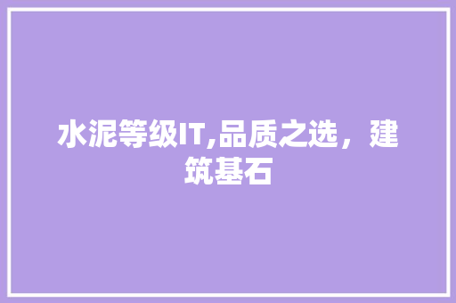 水泥等级IT,品质之选，建筑基石