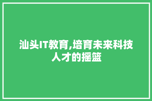 汕头IT教育,培育未来科技人才的摇篮