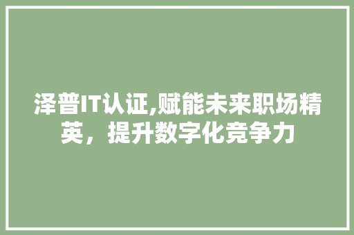 泽普IT认证,赋能未来职场精英，提升数字化竞争力