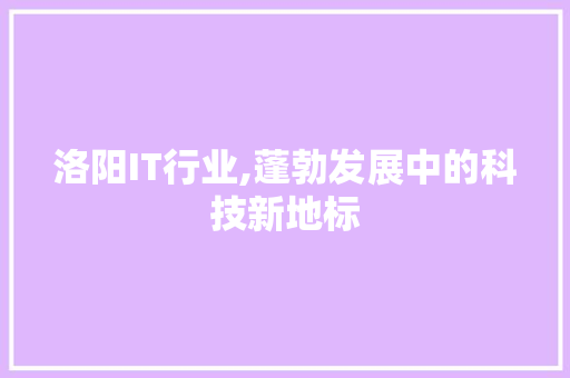 洛阳IT行业,蓬勃发展中的科技新地标