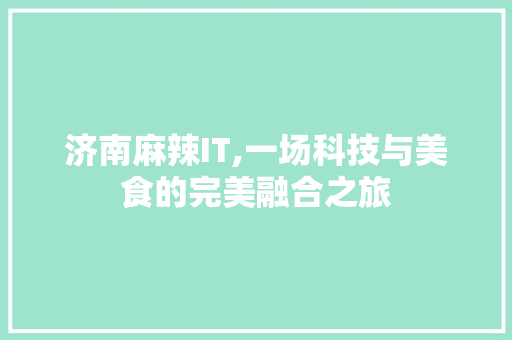 济南麻辣IT,一场科技与美食的完美融合之旅