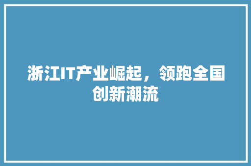 浙江IT产业崛起，领跑全国创新潮流 神马SEO