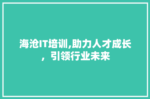 海沧IT培训,助力人才成长，引领行业未来