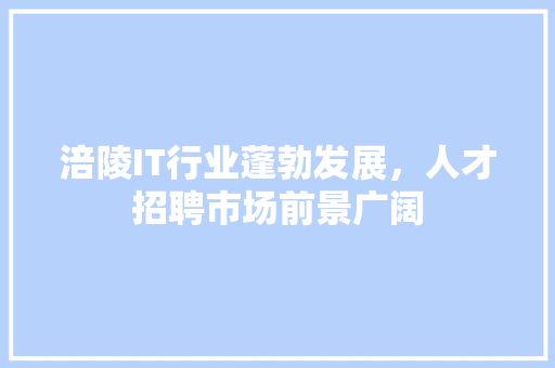 涪陵IT行业蓬勃发展，人才招聘市场前景广阔