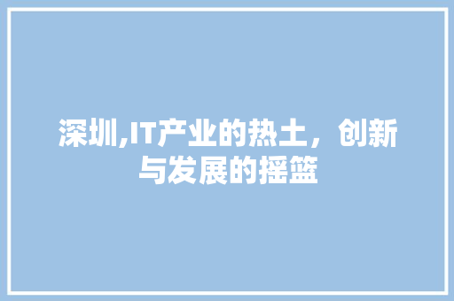 深圳,IT产业的热土，创新与发展的摇篮 神马SEO