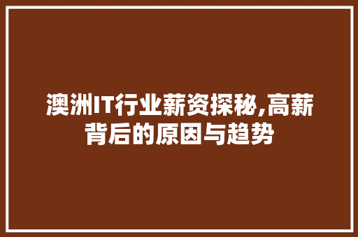 澳洲IT行业薪资探秘,高薪背后的原因与趋势 必应SEO