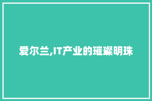 爱尔兰,IT产业的璀璨明珠