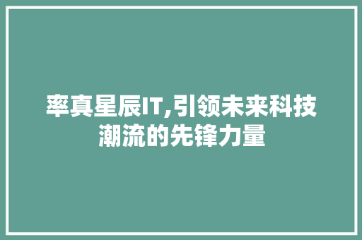 率真星辰IT,引领未来科技潮流的先锋力量