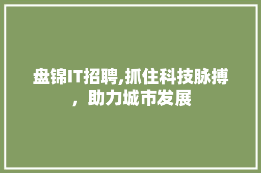 盘锦IT招聘,抓住科技脉搏，助力城市发展