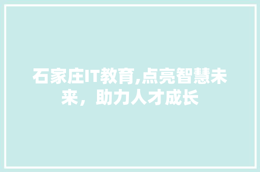 石家庄IT教育,点亮智慧未来，助力人才成长
