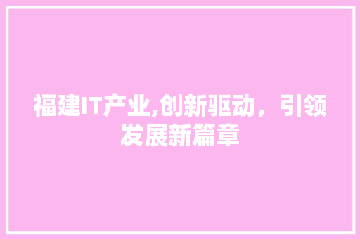 福建IT产业,创新驱动，引领发展新篇章