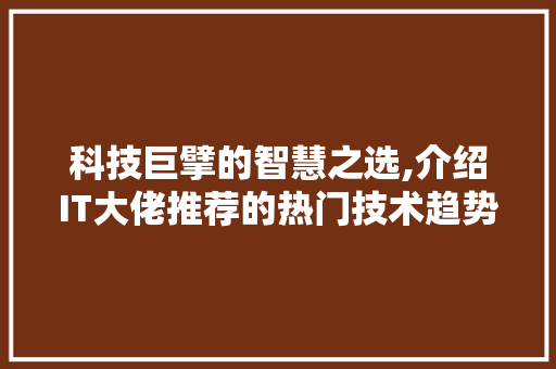 科技巨擘的智慧之选,介绍IT大佬推荐的热门技术趋势 百度SEO