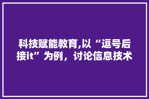 科技赋能教育,以“逗号后接it”为例，讨论信息技术在教育领域的应用