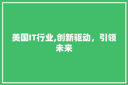 美国IT行业,创新驱动，引领未来