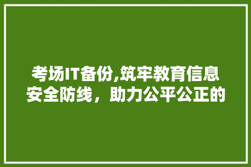 考场IT备份,筑牢教育信息安全防线，助力公平公正的考试环境