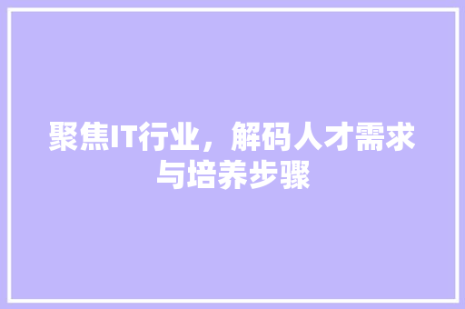 聚焦IT行业，解码人才需求与培养步骤
