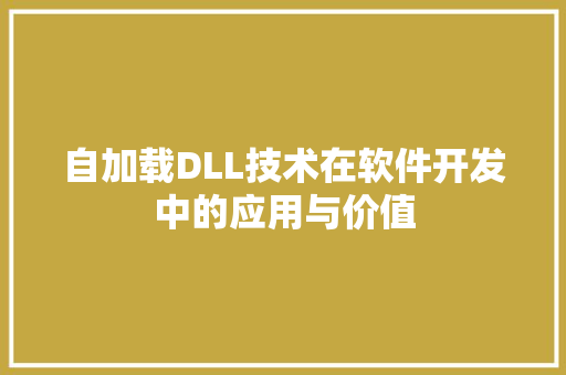 自加载DLL技术在软件开发中的应用与价值 GoogleSEO