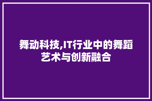 舞动科技,IT行业中的舞蹈艺术与创新融合 神马SEO