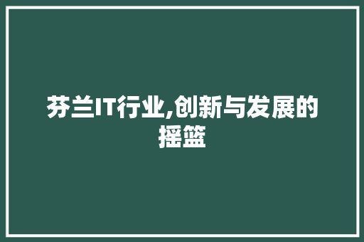 芬兰IT行业,创新与发展的摇篮 必应SEO