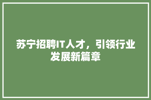 苏宁招聘IT人才，引领行业发展新篇章 搜狗SEO