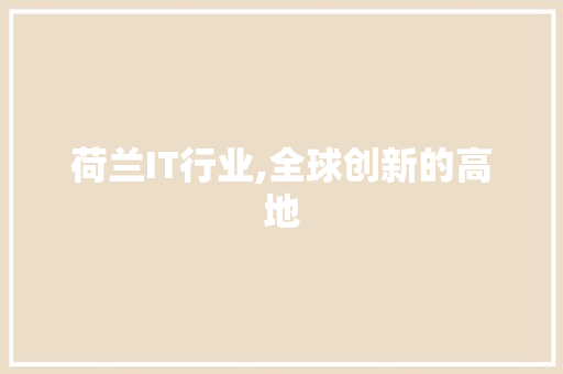 荷兰IT行业,全球创新的高地