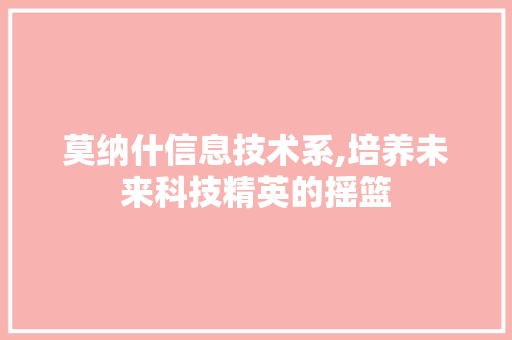 莫纳什信息技术系,培养未来科技精英的摇篮