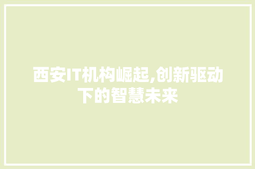 西安IT机构崛起,创新驱动下的智慧未来