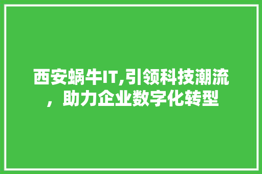 西安蜗牛IT,引领科技潮流，助力企业数字化转型