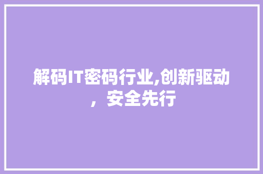 解码IT密码行业,创新驱动，安全先行