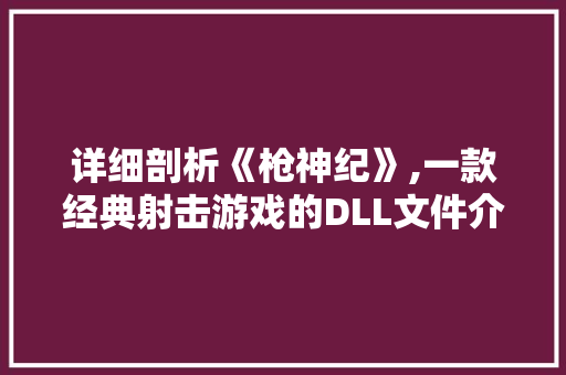 详细剖析《枪神纪》,一款经典射击游戏的DLL文件介绍与应用 GoogleSEO