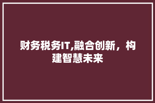 财务税务IT,融合创新，构建智慧未来