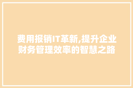 费用报销IT革新,提升企业财务管理效率的智慧之路