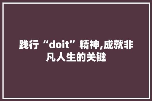 践行“doit”精神,成就非凡人生的关键 必应SEO