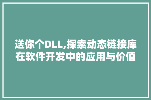 送你个DLL,探索动态链接库在软件开发中的应用与价值